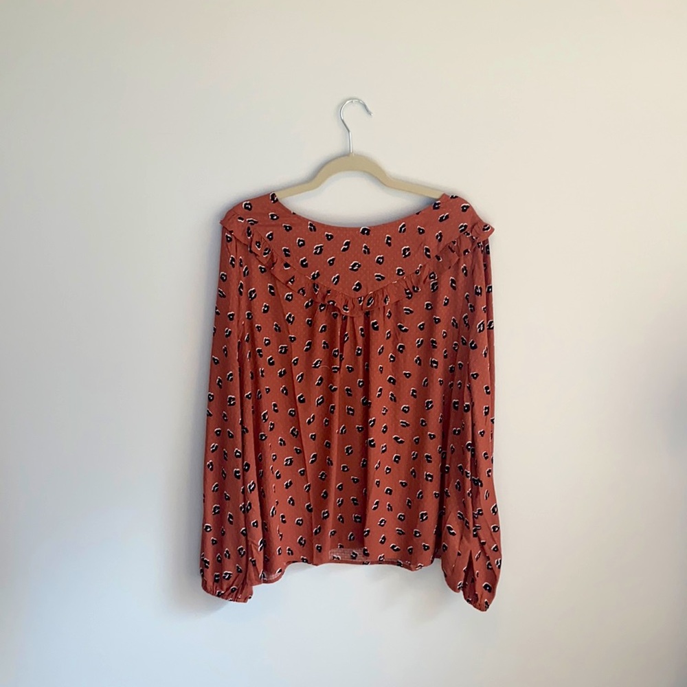 NWOT LOFT Outlet Orange Animal Print Blouse 2X